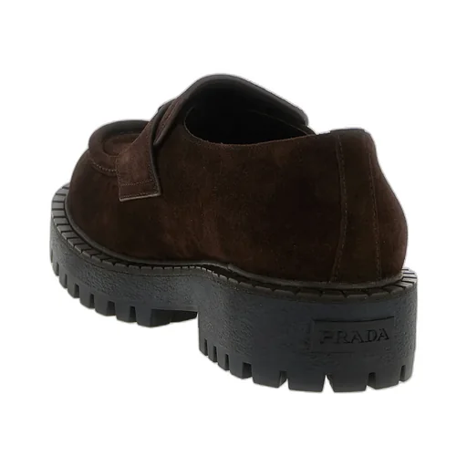 Logo Plaque Round Toe Loafers
