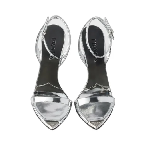 Metallic Leather High-Heeled Sandals