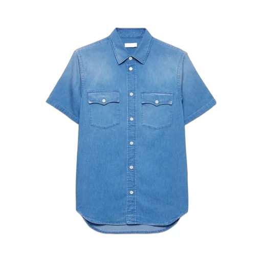 Short-Sleeved Light Denim Shirt