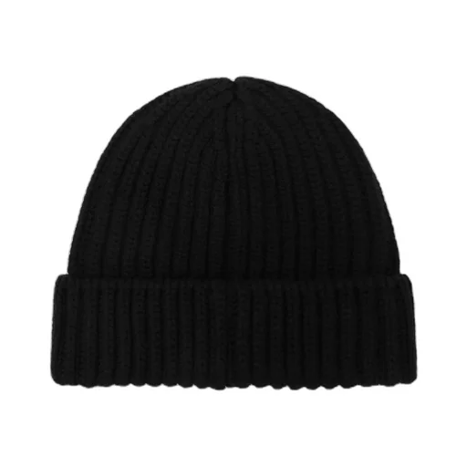 Ribbed-Knit Logo Plaque Beanie Hat