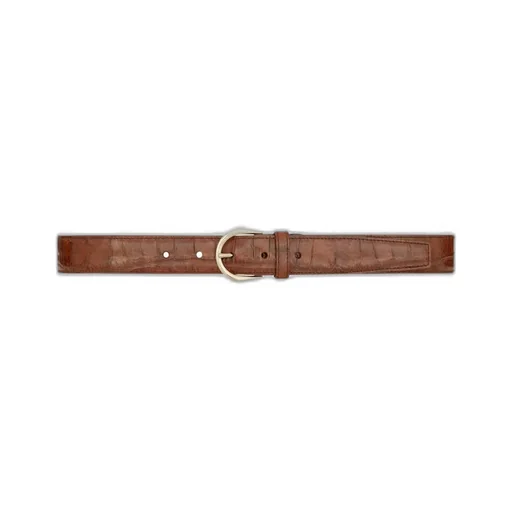 Crescent Moon Belt In Crocodile-Embossed Leather