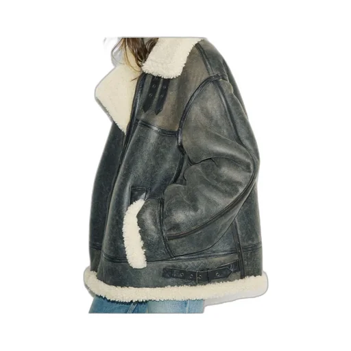 Zip-Up Drop Shoulder Aviator Jacket