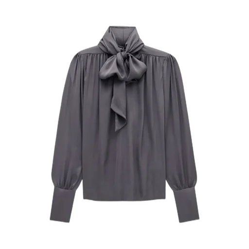 Pussy-Bow Gathered Blouse