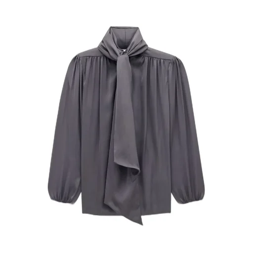 Pussy-Bow Gathered Blouse