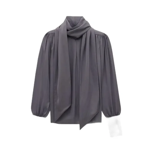 Pussy-Bow Gathered Blouse