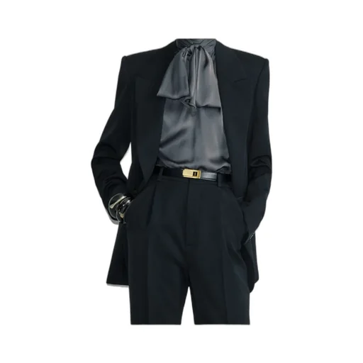 Pussy-Bow Gathered Blouse