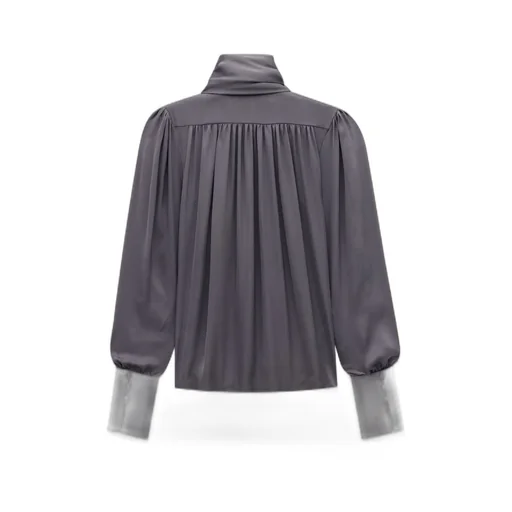 Pussy-Bow Gathered Blouse