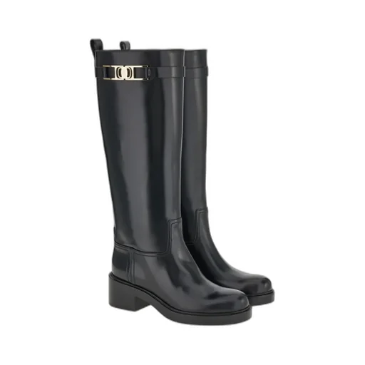 Gancini Round-Toe Knee Boots