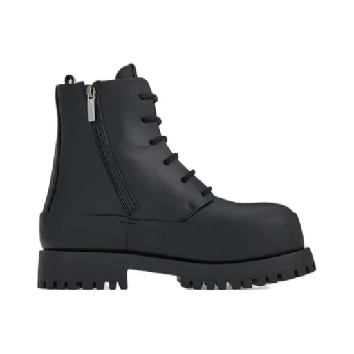 Round-Toe Tank-Sole Ankle Boots
