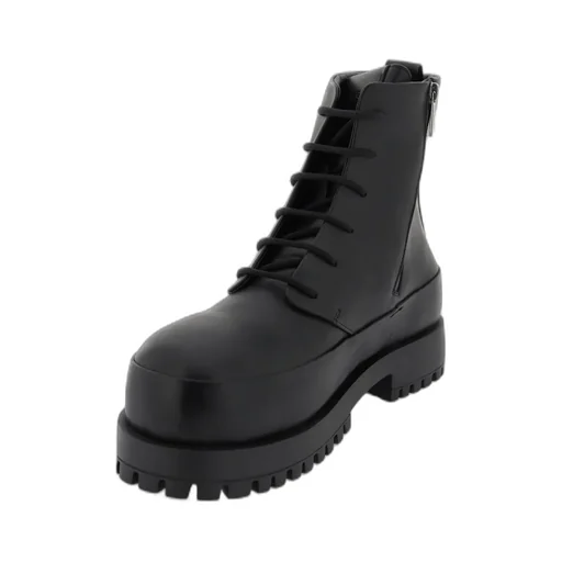 Round-Toe Tank-Sole Ankle Boots