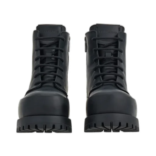 Round-Toe Tank-Sole Ankle Boots