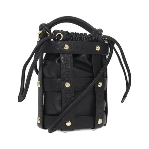 Embossed Logo One-Shoulder Bucket Bag
