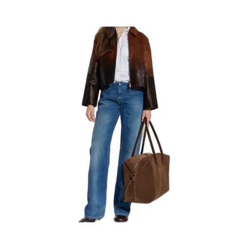 Zippered Long-Sleeved Leather Jacket