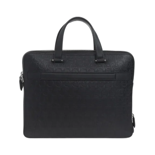 Black Logo Leather Briefcase
