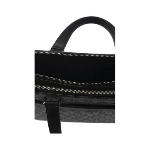 Black Logo Leather Briefcase