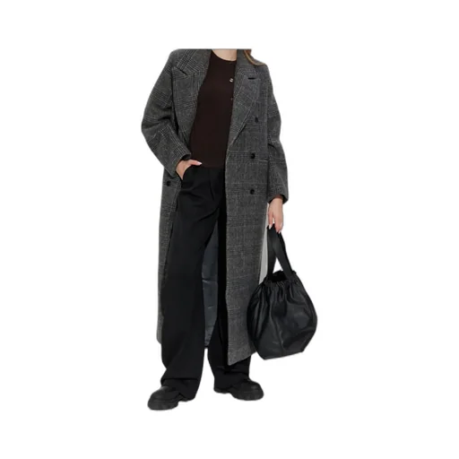 Sajilla Double-Breasted Checked Coat