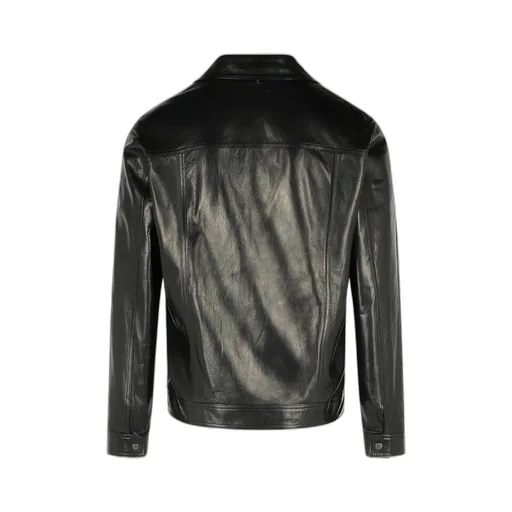 Press Stud Leather Shirt Jacket