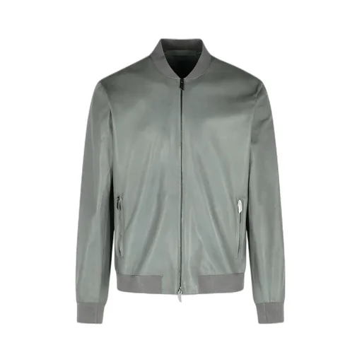 Zip-Up Leather Bomber Jacket