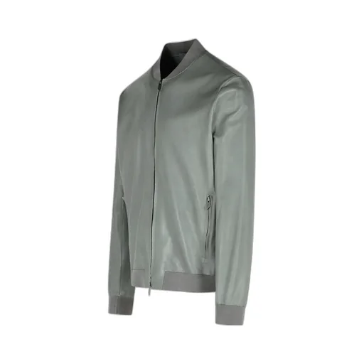 Zip-Up Leather Bomber Jacket
