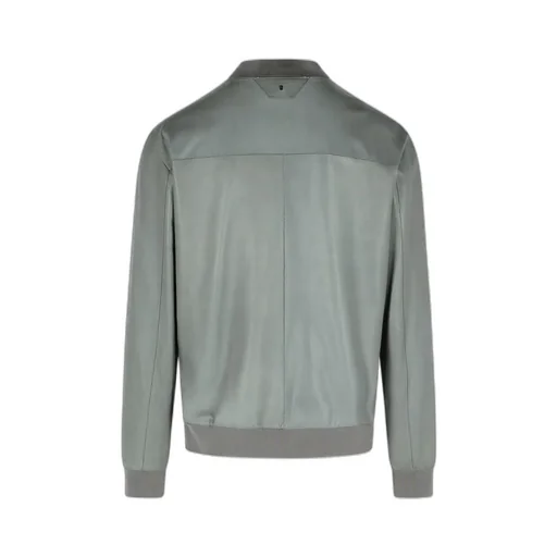 Zip-Up Leather Bomber Jacket