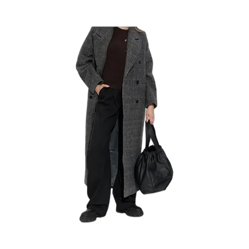 Plaid Double-Breasted Coat
