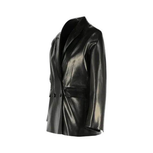 Double Breasted Leather Blazer
