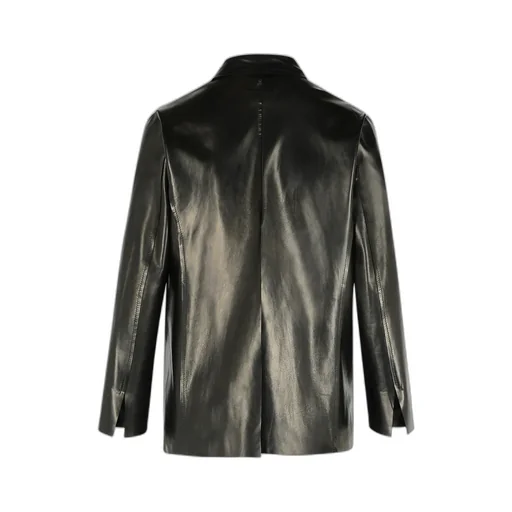 Double Breasted Leather Blazer