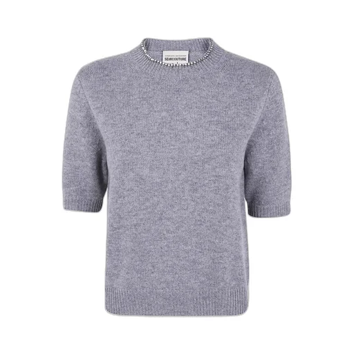 Crystal-Embellished Short-Sleeve Sweater