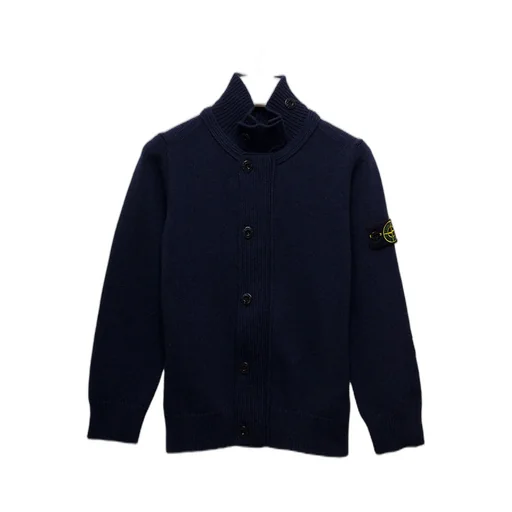 Compass-Patch Buttoned Knitted Cardigan