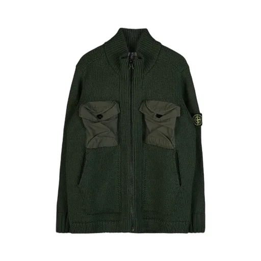 Compass-Patch Cargo-Pocket Cardigan