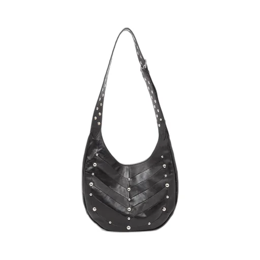 Garavani Hoboho Hobo Bag In Chevron-Patterned Nappa Leather With Studs
