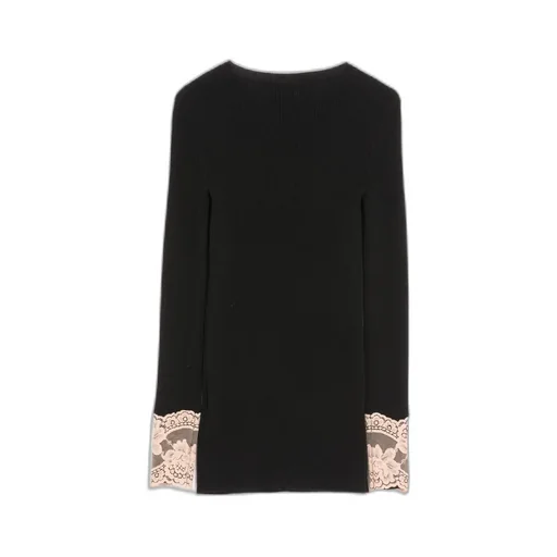 Long Sleeves Round Neck Ribbed Knitted Sweater