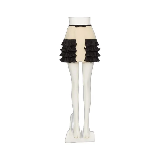 Pleated Ruffle Tweed Skirt
