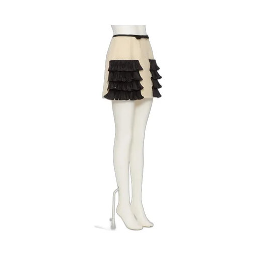 Pleated Ruffle Tweed Skirt