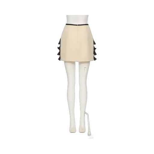 Pleated Ruffle Tweed Skirt