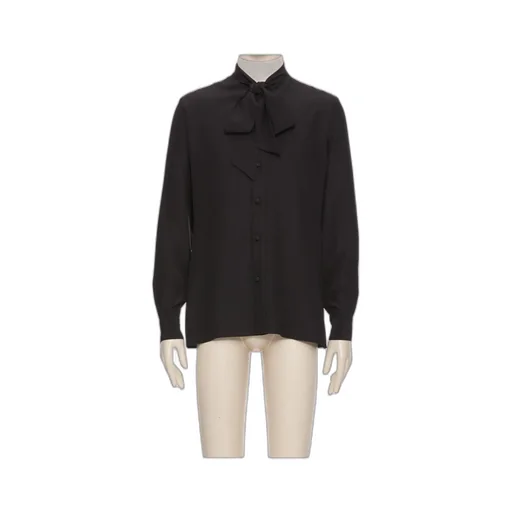 Scarf Collar Button-Up Shirt