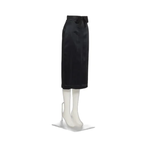 Satin Midi Skirt With Bow Detail