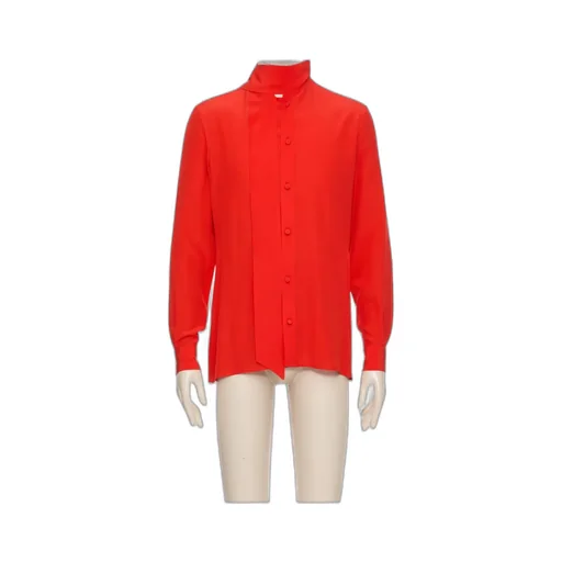 Scarf Collar Button-Up Shirt