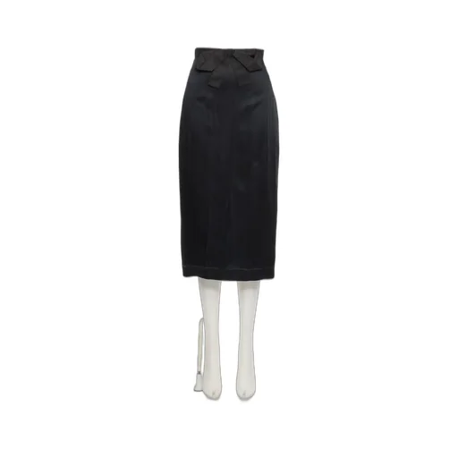 Satin Midi Skirt With Bow Detail