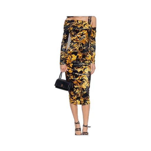 Couture Patterned Buckled Midi Dress