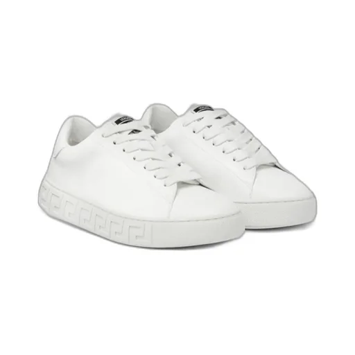 Greca-Embossed Lace-Up Sneakers
