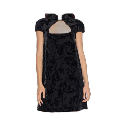 Pattern Cut-Out Velvet Dress