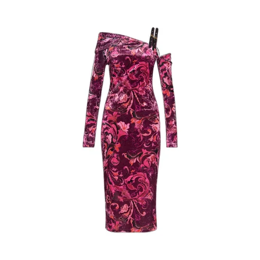 Couture Patterned Buckled Midi Dress