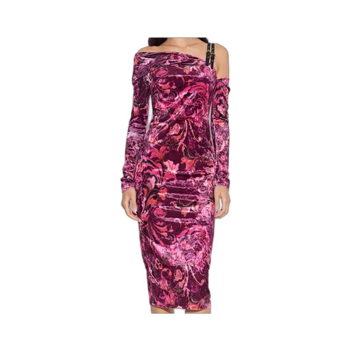 Couture Patterned Buckled Midi Dress