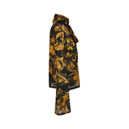 Baroque-Print Tie-Neck Top