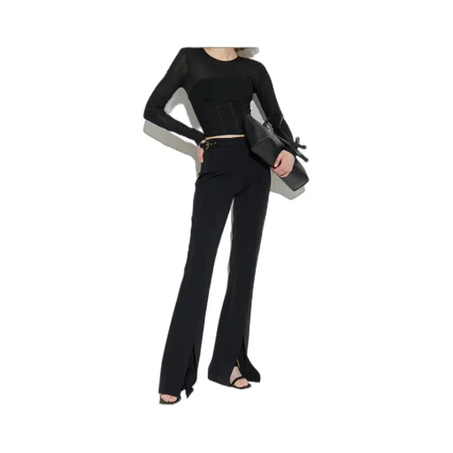 Front Slit Flared Trousers