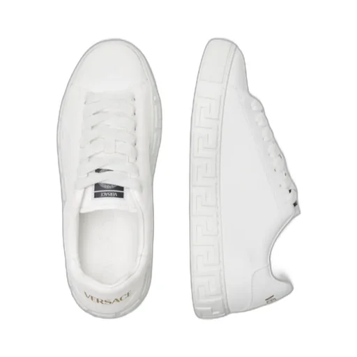 Greca-Embossed Lace-Up Sneakers