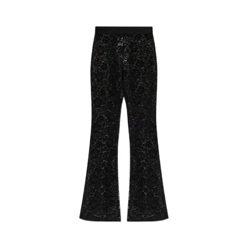 Lace-Detailed Flared Trousers