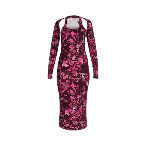 Barocco Print Midi Dress