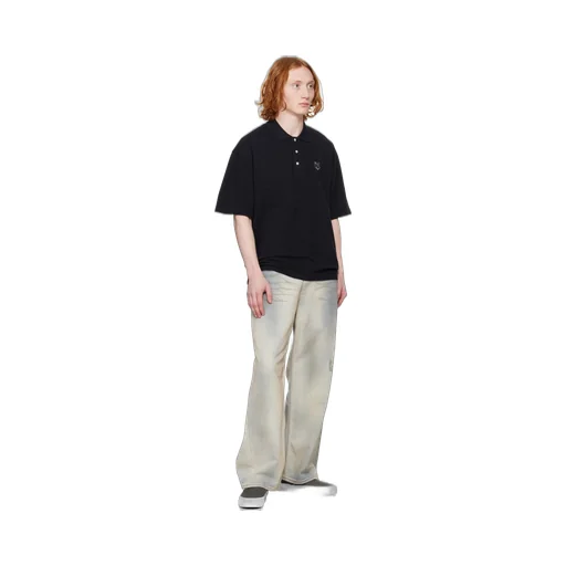 Bold Fox Head Patch Oversized Polo Shirt